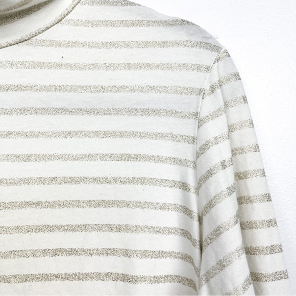 Maeve by Anthropologie Long Sleeve White & Gold Striped Top - Picture 3 of 10